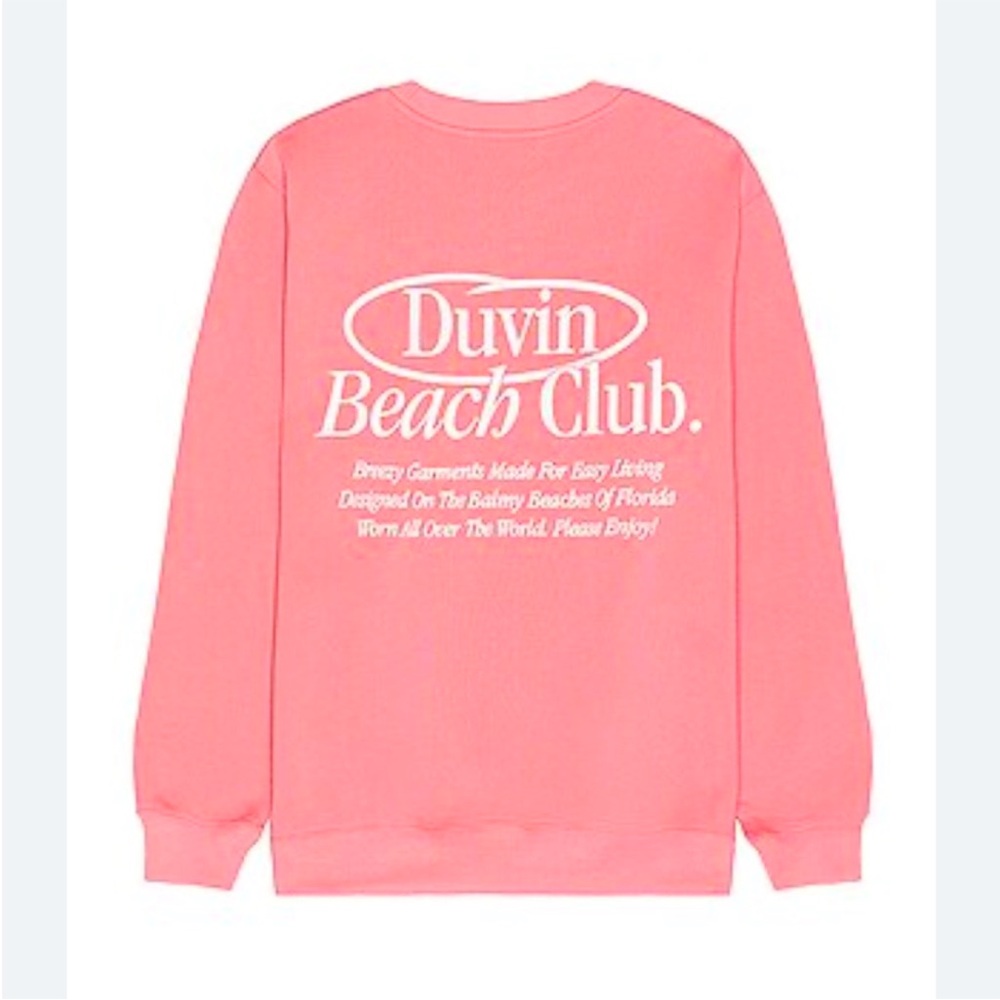 DUVIN DESIGN Members Crew Sweater in Pink Coral Size Medium